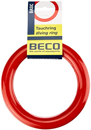 BECO Tauchring Schwimmring, Wurfring Wasserspielzeug massiv für Kinder, rot, One size, 9607