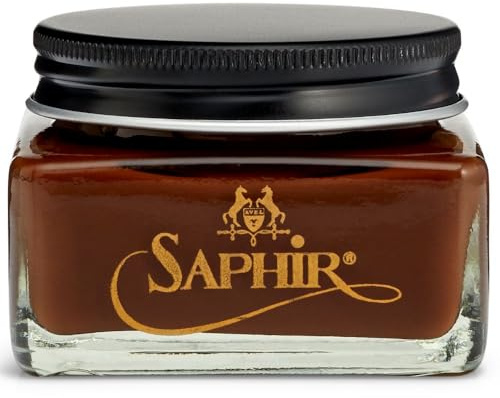 SAPHIR Medaille d'Or Pommadier Cream 75ml – Natural Cream Leather Shoe Polish, Leather Conditioner for Boots, Handbags - Medium Brown