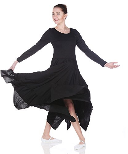 Danzcue Womens Celebration of Spirit Long Sleeve Dance Dress (S-M, Black)