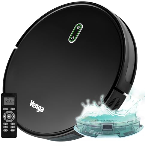 Venga! Robot Vacuum Cleaner with Mop, Easy to Use, 6 Cleaning Modes, Quiet Action, Black, VG RVC 3000 BK BS