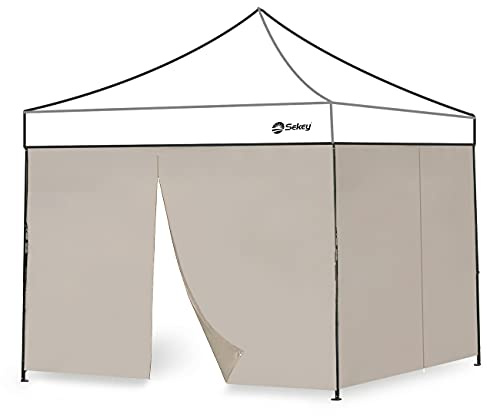 Sekey 2PCS Seitenwände für Pavillon 3x3 Wasserdicht Winterfest, Seitenwände für Pavillon Partyzelt Gartenzelt 3x3m, 1 Fenster 1 Tür, (Khaki, 2 Türen)