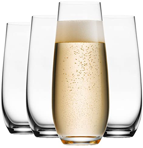 Godinger Champagne Glasses, European Made Champagne Glass, Stemless Champagne Flutes - Set of 4