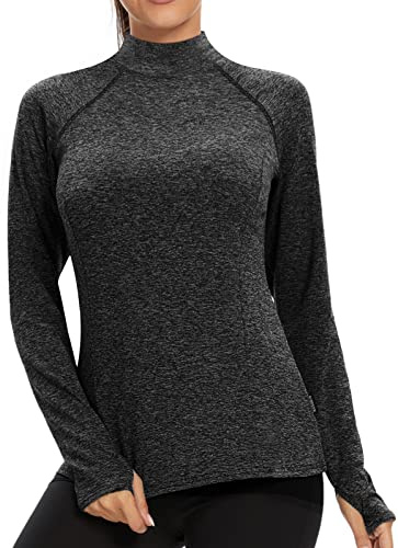 Soneven T-Shirt Thermique à Manches Longues pour Femme - Pull Fonctionnel pour l'hiver - en Polaire - Manches Longues - Haut Base Layer de Sport Top de Course Fitness