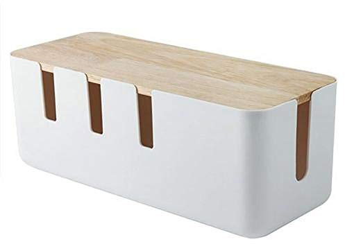 Boîte de rangement de câbles, boîte de rangement en bois pour câbles d'alimentation, boîte de rangement pour câbles TV, boîte rectangulaire solide pour la maison et le bureau