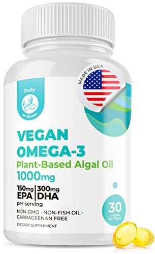 DR. MORITZ Vegan Omega-3 Softgels for Adults and Kids, Made from Algae Oil with DHA EPA, Small Algae Omega 3 Supplements, Vegan, 30 Count