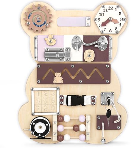 Vanplay Montessori Spielzeug Busy Board Baby Spielzeug Activity Board Kinderspielzeug ab 2 3 Jahr Holzspielzeug Motorikspielzeug Reisespiele Sensorik Spielzeug Geschenk für 2 3 4 Jährige