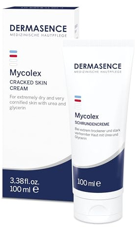 DERMASENCE Mycolex Schrundencreme, 100 ml – Creme gegen starke Hornhaut & Risse, Urea 40%, glättet & pflegt trockene Füße, Schrundensalbe bei Schrunden, vegan, ohne Parfüm