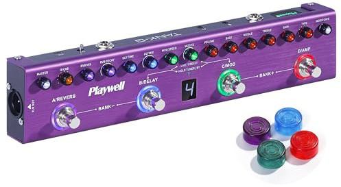 Playwell Multi Effects Guitar Pedal TANK-G,Digital Electric Guitar Effector with 36 Editable Presets,Chorus,Delay,Reverb,MOD,IR Loading,Recording,Tuner,Built-in battery,BT connection