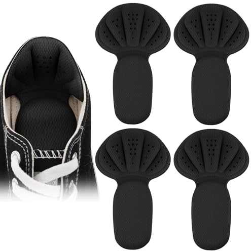 2-In-1 Schaumstoff Fersenpolster Fersengriff Schuhpolster 2 Paar Selbstklebende Fersenpolstereinsätze für Zu Große Schuhe Weiche Netz-Fersengriffpolster Dicke Einlegesohlen Auf Der Rückseite (Schwarz)