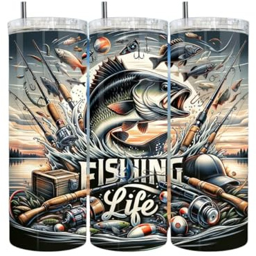 Fishing Life Tumbler Sublimation Wrap - Ready to Press Sublimation Transfer - 20 oz Straight, Fish Tumbler Wrap, Gift for Man, Fisherman