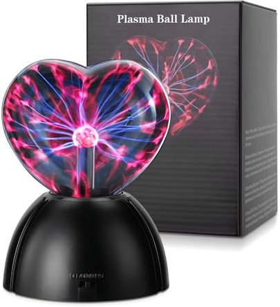 Wothfav Bola Plasma, Bola de Plasma Mágica, Lámpara de Plasma, Bola de Plasma Sensible al Tacto, Luz de Plasma en Forma de Corazón, Luz Nocturna Infantil, Navidad, San Valentín