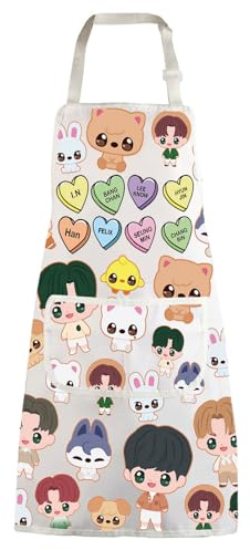 WZMPA SKZ Group Kitchen Apron SKZ Cartoon Member Gift K-Pop SKZOO Adjustable Apron With Pockets SKZ Group Merchandise, I.n Han Ap