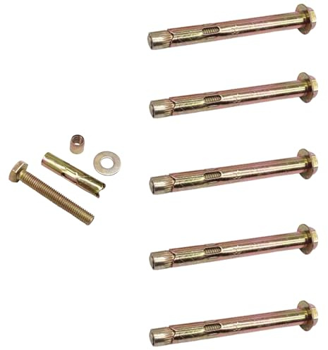 M6*80MM Expansion Bolts,5Pcs Expansion Screw Bolts,Expansion Anchor Bolts Hex Nut Expansion Sleeve,Heavy Duty Fixing Anchor,for Concrete,Masonryand Brick Wall