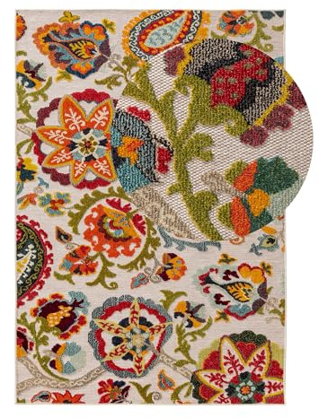 benuta Nest In- & Outdoor Teppich Noelia - Multicolor 120x170 cm - Strapazierfähig & Pflegeleicht - Rechteckig für Balkon, Terrasse, Garten - Küchenteppich & Wohnzimmerteppich - Abstrakt, Geometrisch