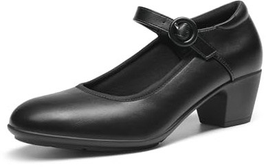 DREAM PAIRS Mary Jane-skor kvinnor låga tjocka klackar stängd tå pumps bekväma arbete affärer finskor, Svart, 37 EU