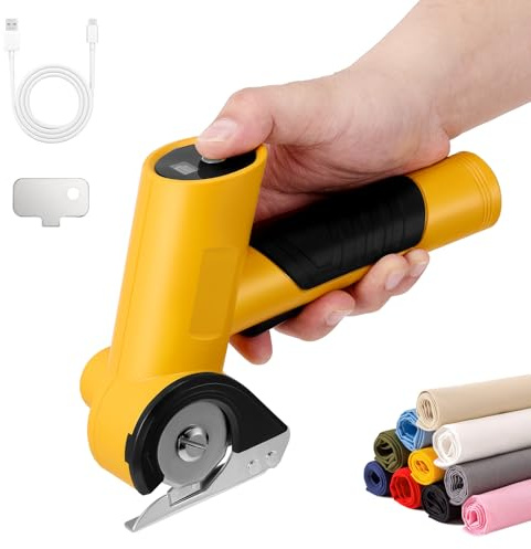 Cardboard Cutter, 4.2V Rotary Fabric Cutter Portable Cordless Electric Scissors Rotary Cutter Rechargeable Rotary Cutter for Fabric with Protective Box for Cutting Fabric, Cardboard, Leather, Carpet