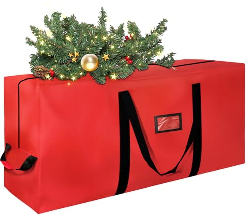 Bolsa Arbol de Navidad, Bolsa para Guardar Arbol de Navidad 150 180 210cm, Caja Para guardar de con Asas Reforzadas y Resistentes Impermeable, Rojo