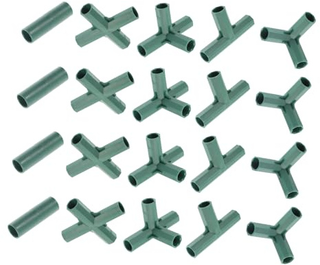 SUPVOX Conectores para Marco De Jardinería 20 Piezas 16mm, Accesorios para Invernadero y Soporte De Plantas, Unión Doble, Triple y Cuádruple para Cultivo Exterior y Balcón