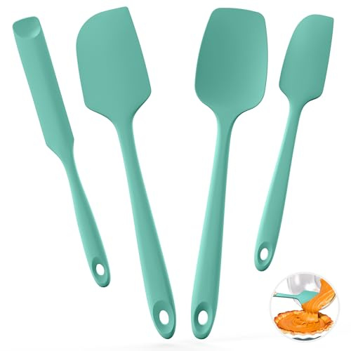U-Taste Spatole in silicone per cucinare, raschietto per cottura alimentare resistente al calore fino a 315°C con anima robusta e bordo flessibile per pentole antiaderenti(4 pezzi,Aqua Sky)