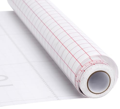 Pellicola di trasferimento plotter per plotter in vinile, 30,5 x 5 m, pellicola di trasferimento plotter con griglia di orientamento rossa per un posizionamento preciso