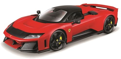 Bburago - Ferrari F80 a Escala 1:18, Coche de fundición a presión en el icónico Rojo Ferrari, réplica Detallada con Puertas y Maletero Que se abren, Licencia Oficial de Ferrari, 3+