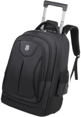 CLSSLVVBN Multi Pocket Rolling Backpack with Trolley Allows Easy Access to Belongings While On Go Suitable for Business Trolley Backpack with Wheels Double Shoulder Bag, Black, 50x34x22cm