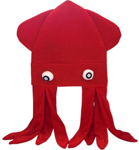Lipfer Rolig plyschbläckfiskhatt, bläckfiskhatt, utklädningstillbehör, mjuk djurmössa, kreativ hatt för påsk, halloween, maskerad, cosplay