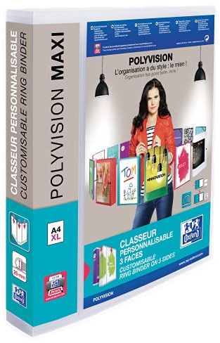 Oxford Ringbuch A4, polyvision maxi, 4 Ringe, 4,5 cm Rücken, transparent