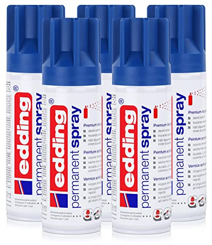 5x edding Permanent Spray enzianblau 200 ml Premium Acryllack, RAL 5010