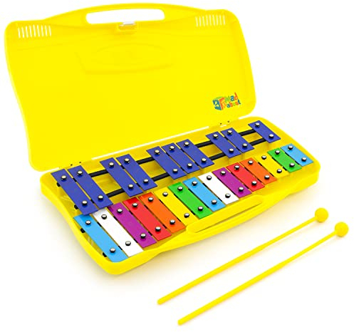 Mad About XYL50-CL 25-Ton Chromatisches Glockenspiel & zwei Schläger - Gelber Kasten - Ideale Einführung in die Harmonielehre der Musik - Metallofon Xylofon