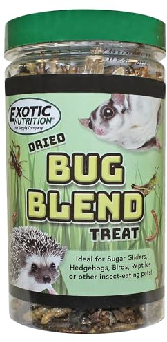 Bug Blend - Healthy High-Protein Dried Insect Treat - Crickets, Mealworms, Grasshoppers - Sugar Gliders, Hedgehogs, Squirrels, Chickens, Skunks, Opossums, Marmosets, Parrots, Birds (1.71 oz.)