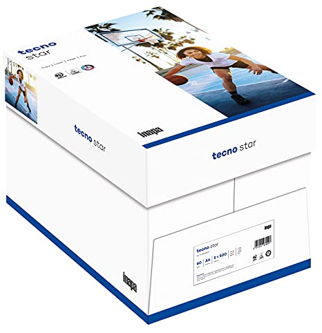 inapa Drucker-/ Kopierpapier tecno Star: 80 g/m², A4, 2.500 Blatt (5x500), weiß – Allround-Papier