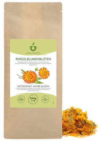 IDDA Herbal Calendula Tea 500g 1.1 lb, Dried Marigold Flowers, Calendula Blossoms, Loose Tea