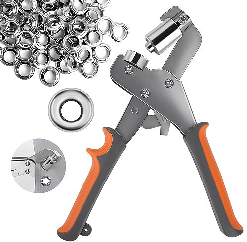 Ösenzange, Profi Ösenzange set mit 300 Ösen (Ø 10mm), Ösenpresse, Ösenzangenset aus gehärtetem Stahl Magnetische Oesenzange mit ösen für planen, Stoffe, PVC-Banner