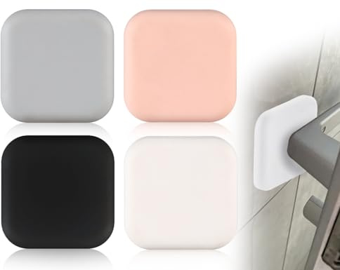 KAPSING Lot de 4 grands butées de porte carrées en silicone, tampons en caoutchouc autocollants de 4,5 cm x 4,5 cm, tampons de poignée de porte, tampons muraux
