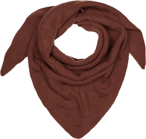 styleBREAKER Damen XXL Strick Dreieck Schal Einfarbig mit Schachbrett Strickmuster, Maxi Schal, Dreieckstuch, Warmes Winter Tuch 01020047, Farbe:Dunkelbraun