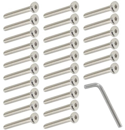 50pcs Vis à Tête Cylindrique à Six Pans M6*40mm Vis de Lit Boulons Meubles Vis Tete Plate, Filetage Partiel, pour Meubles Berceaux Lits et Chaises (M6*40)