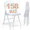 BULAGE 4er-Set Klappstühle, Weiß Klappstuhl Gartenstuhl Klappbar, Metall klappstuhl bis 158 kg, Kunstleder Stabil Klappstuhl für Hochzeit Essen Küche Schule