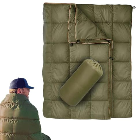 Dun campingfilt - vattentät packbar , lätt packbar för utomhus | värmeisolerat vattentätt campingtäcke, vikbar dunfilt, kompakt campingutrustning för vandring
