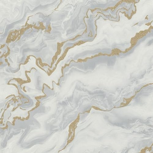 EB-Erismann Icke-vävd tapet Elle marmorutseende struktur grå guld metallic 10447-31