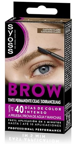 SYOSS Brow Tinte para Cejas Castaño Claro (1 x 10 ml), coloración permanente pelo, resistente al agua, 40 días de duración y hasta 10 usos, para unas cejas perfectas