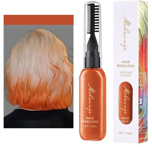 Cera colorata temporanea per capelli, mascara colorato, crema per sopracciglia 1,5 ml, Mascara color fango portatile monouso per feste e cosplay -ITHZ04 (Arancione, 1.5ML)
