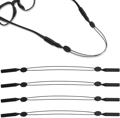Jecdfs 4pcs brillenband para hombres, niños y damas, ajustable, banda de deporte para gafas, antideslizante, para gafas de sol, running y ciclismo, negro