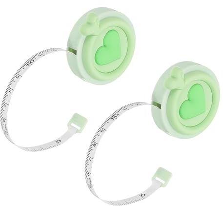 PATIKIL Mètre Ruban Souple, 2 Pcs 60 Pouces / 150 cm Double Face Métrique Mètre pour Mesures Corporelles Rétractable Règle pour Couture Maison Tailleur Artisanat, Vert, Coeur