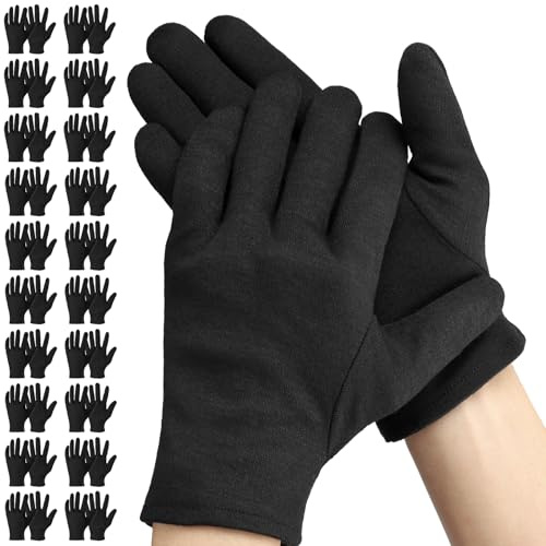 Einfa Guantes Algodon Negro - 40 Piezas (20 Pares) Mediano Cotton Gloves para Trabajo - M 23CM Guantes de Algodón para Manos Secas - Cotton Work Gloves de Protección para Chófer Portero