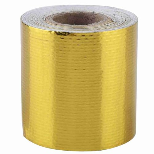 KooingTech 5m * 5cm Aluminum Foil Tape, Car Aluminum Foil Adhesive Reflective Heat Shield Wrap Tape (Golden)