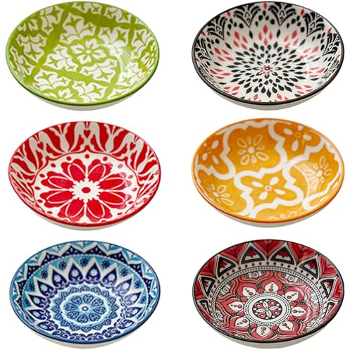 GXIQYL 6 PCS Sauce Bowls, Ceramic Dip Bowl, Dipping Bowl, Samll Bowl Tapas Dishes Sauce Dish Tiny Dip Bowls Side Dish, Snack Bowls for Ketchup Soy BBQ Sushi Party Condiments Serving Bowl