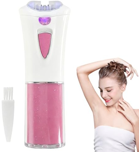 Cordless Facial Epilator for Women Mini Electric Painless Wavy Hair Remover with Led Light Portable Water Resistant Bikini Area Trimmer Includes Cleaning Brush for Face Body Arms Armpit Legs