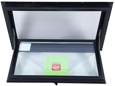 32 x 18 Hopper Basement Window, Vinyl Bathroom Window Shed Window for Glass Farmhouse Cabins House Garage Kitchen Living Room,Black