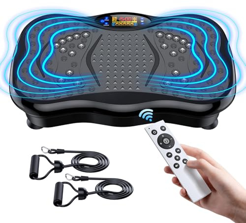GMCXAX Vibration Plate Exercise Machine, Lymphatic Drainage Machine for Weight Loss, Lymphatic Drainage & Muscle Recovery, Multiple Speeds with Bluetooth & Remote, Max User Weight 330lbs, PureBlack
